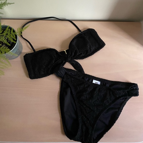 Mossimo Supply Co. Other - Black Embroidered Bandeau Bikini Set